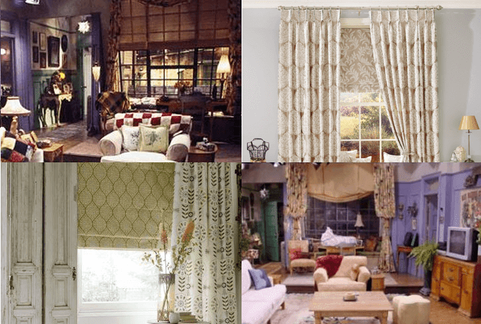 Collage of windows that use both curtains and blinds.